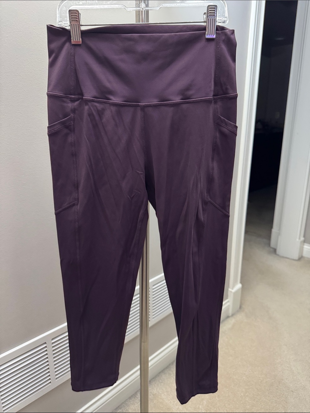 ZYIA Deep Plum High-Rise Leggings with Side Pockets
